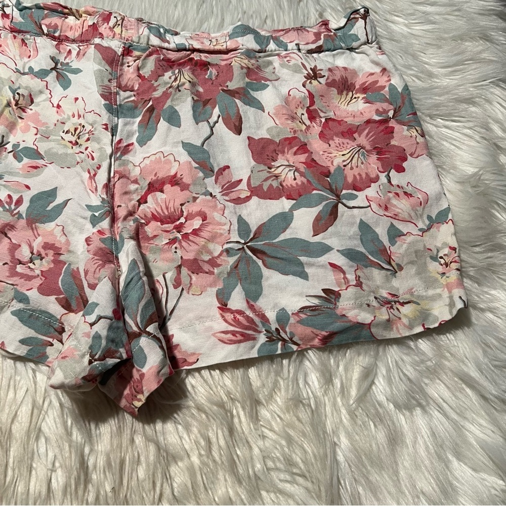 Loft Linen Shorts White Pink Turquoise Floral XL - Picture 7 of 9